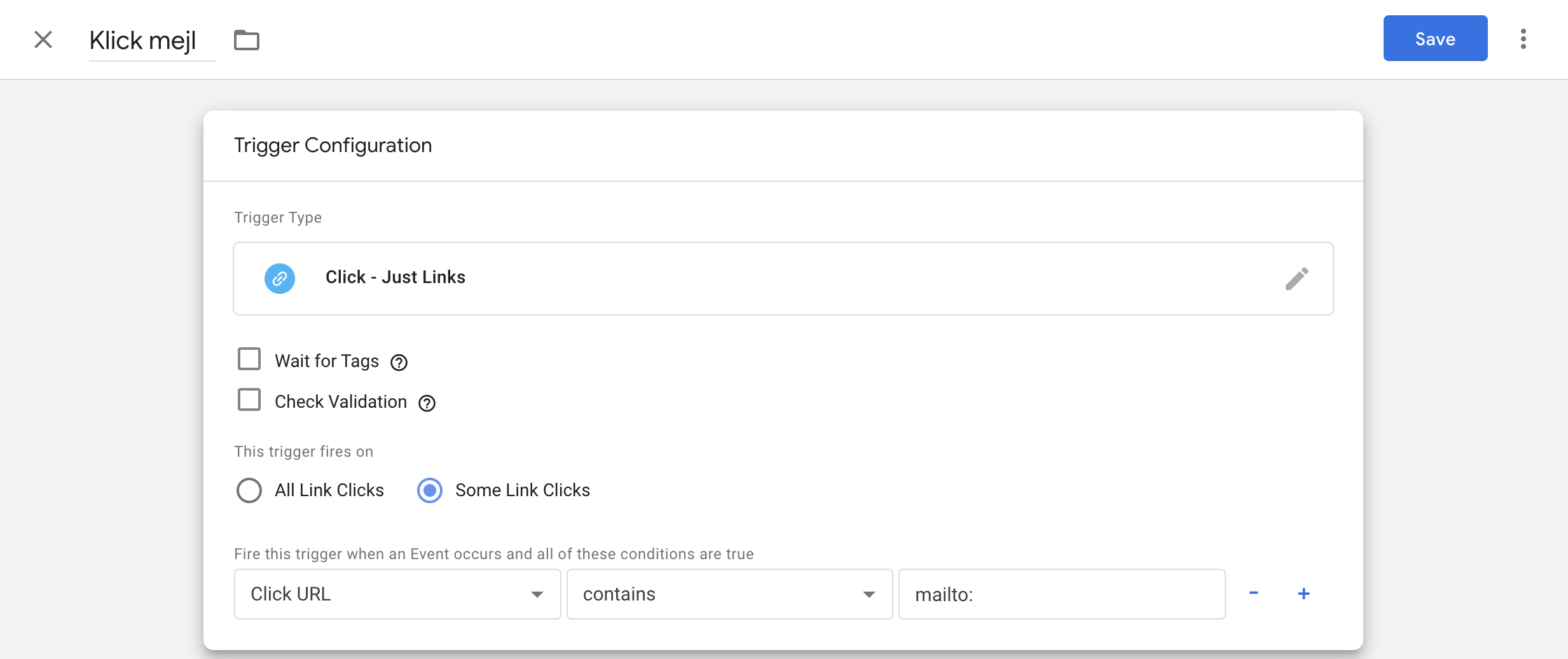 Google Tag Manager - Event klick på mejl