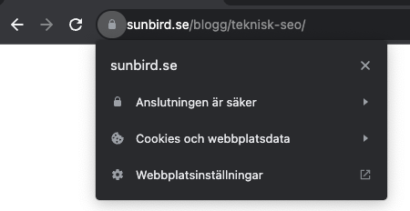 Image 7: Så ser ni om ni har aktivt SSL-certifikat