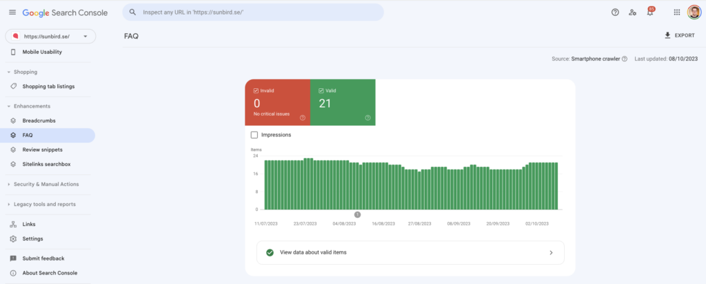 Image 11: Strukturerad data FAQ Search Console