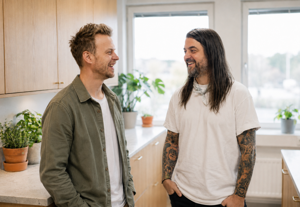 Jakob och Kristoffer i köket